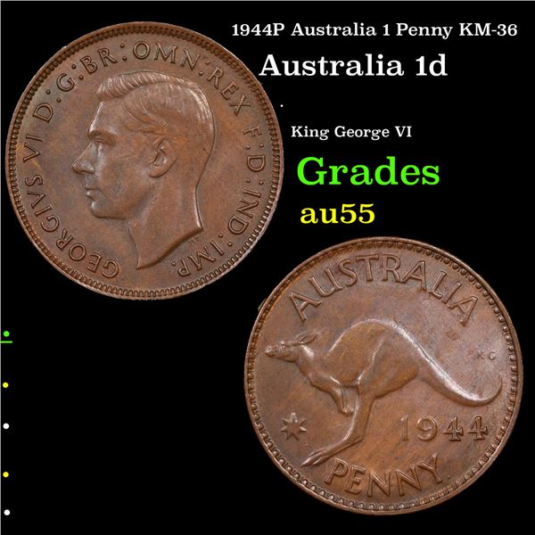 1944P Australia 1 Penny KM-36 Grades Choice AU