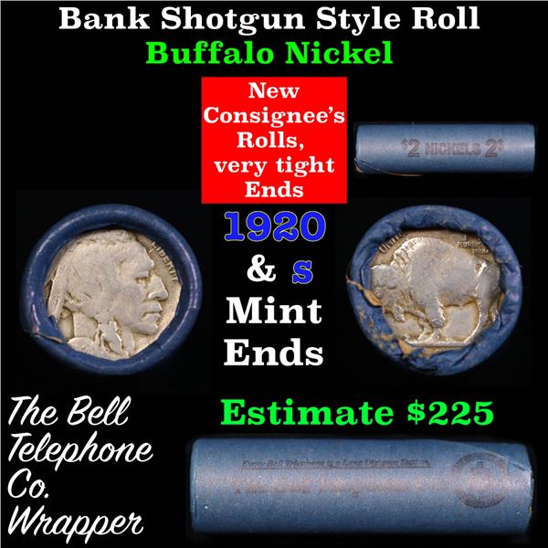Buffalo Nickel Shotgun Roll in Old Bank Style 'Bell Telephone'  Wrapper 1920 & S Mint Ends