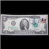 Image 2 : 1976 $2 Federal Reserve Note 1st Day of Issue, with Stamp (Philadelphia, PA) Grades Choice AU/BU Sli