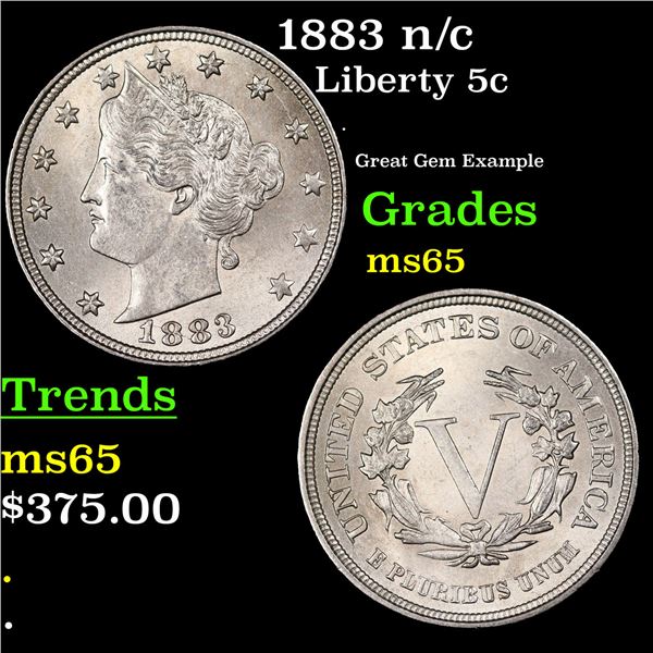 1883 n/c Liberty Nickel 5c Grades GEM Unc