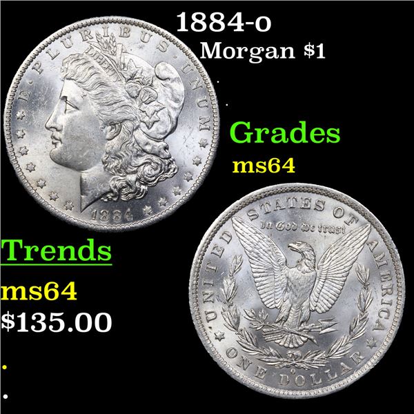1884-o Morgan Dollar $1 Grades Choice Unc