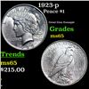 Image 1 : 1923-p Peace Dollar $1 Grades GEM Unc