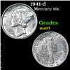 Image 1 : 1941-d Mercury Dime 10c Grades Select Unc