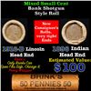 Image 1 : Mixed small cents 1c orig shotgun roll, 1916-D Wheat Cent, 1896 Indian Cent other end, Brinks Wrappe