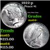 Image 1 : 1922-p Peace Dollar $1 Grades Choice+ Unc