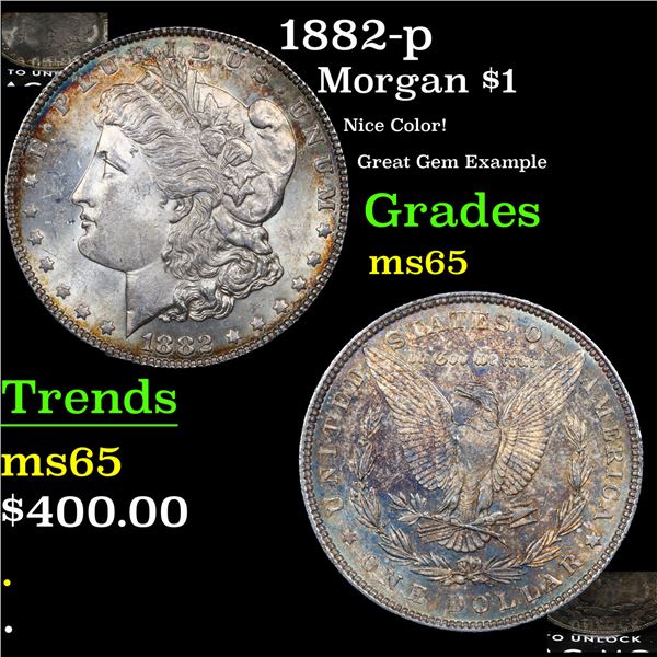 1882-p Morgan Dollar $1 Grades GEM Unc
