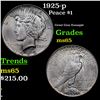 Image 1 : 1925-p Peace Dollar $1 Grades GEM Unc
