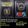 Image 1 : Proof 1989-S Congress Modern Commem Half Dollar 50c Graded GEM++ Proof Deep Cameo By USCG