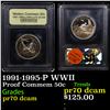Image 1 : Proof 1991-1995-P WWII Modern Commem Half Dollar 50c Graded GEM++ Proof Deep Cameo By USCG