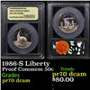 Image 1 : Proof 1986-S Liberty Modern Commem Half Dollar 50c Graded GEM++ Proof Deep Cameo By USCG