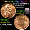 ***Auction Highlight*** 1940-d Lincoln Cent TOP POP! 1c Graded ms68 rd BY SEGS (fc)