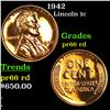 Proof 1942 Lincoln Cent 1c Grades Gem+ Proof Red