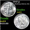 Image 1 : 1947-p Walking Liberty Half Dollar 50c Grades Choice Unc
