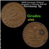 1960F Germany (Federal Republic) 2 Pfennig KM-106 Grades xf+
