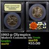 Image 1 : 1992-p Olympics Modern Commem Half Dollar 50c Graded ms70, Perfection By USCG
