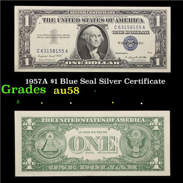 1957A $1 Blue Seal Silver Certificate Grades Choice AU/BU Slider