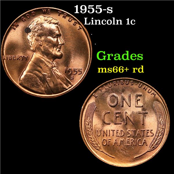 1955-s Lincoln Cent 1c Grades GEM++ RD