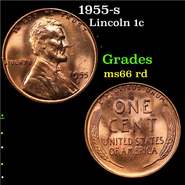 1955-s Lincoln Cent 1c Grades GEM+ Unc RD