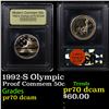 Image 1 : Proof 1992-S Olympic Modern Commem Half Dollar 50c Graded GEM++ Proof Deep Cameo By USCG