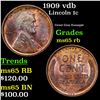 Image 1 : 1909 vdb Lincoln Cent 1c Grades GEM Unc RB
