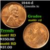 1944-d Lincoln Cent 1c Grades GEM++ RD
