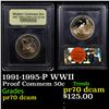 Image 1 : Proof 1991-1995-P WWII Modern Commem Half Dollar 50c Graded GEM++ Proof Deep Cameo By USCG