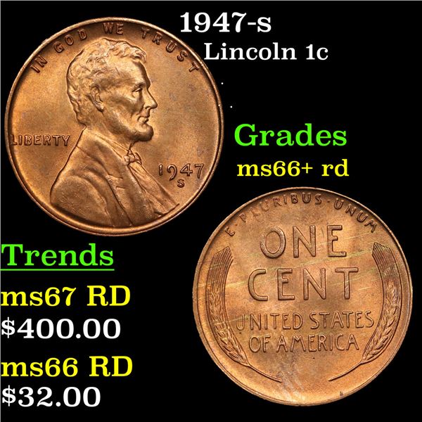 1947-s Lincoln Cent 1c Grades GEM++ RD