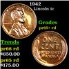 Proof 1942 Lincoln Cent 1c Grades Gem++ Proof Red