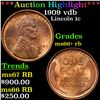 Image 1 : ***Auction Highlight*** 1909 vdb Lincoln Cent 1c Graded ms66+ rb By SEGS (fc)