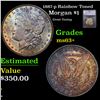 1887-p Rainbow Toned Morgan Dollar $1 Graded ms63+ BY SEGS