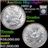 Image 1 : ***Auction Highlight*** 1901-p Morgan Dollar $1 Graded Select+ Unc By USCG (fc)