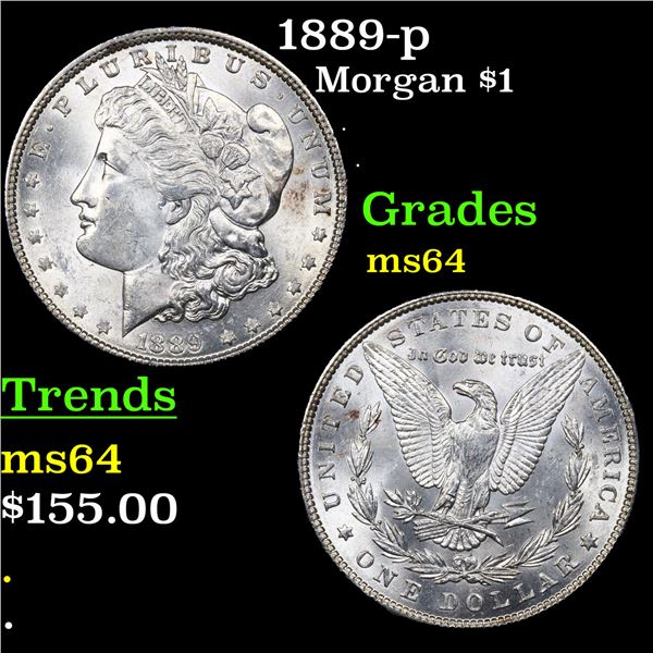 1889-p Morgan Dollar $1 Grades Choice Unc