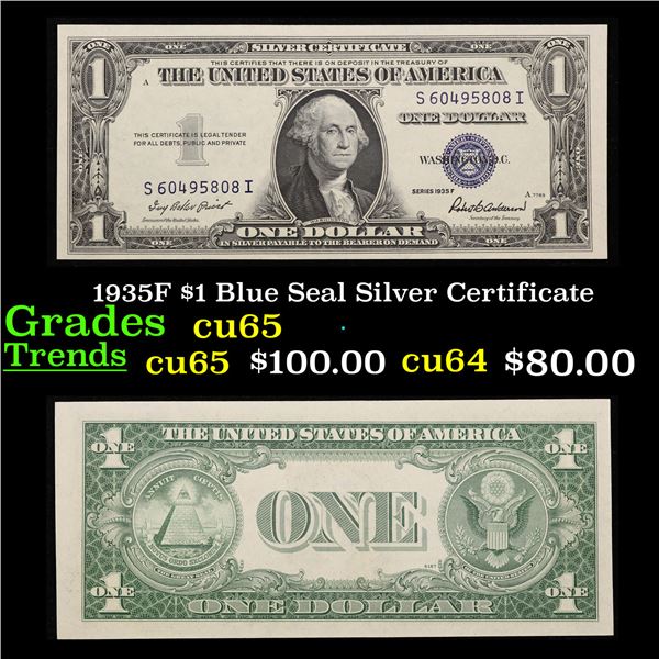 1935F $1 Blue Seal Silver Certificate Grades Gem CU