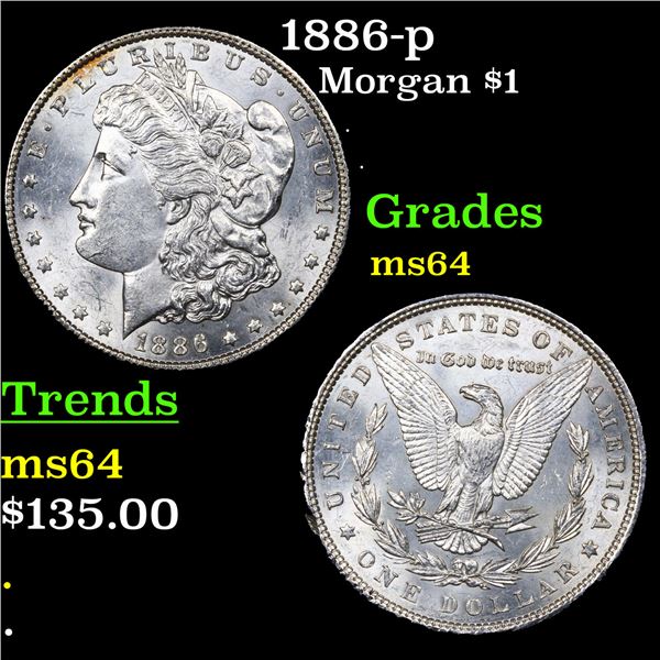 1886-p Morgan Dollar $1 Grades Choice Unc