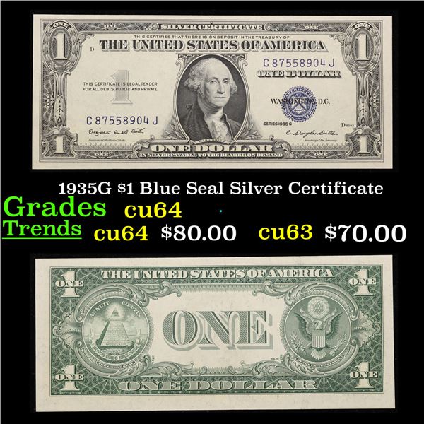 1935G $1 Blue Seal Silver Certificate Grades Choice CU