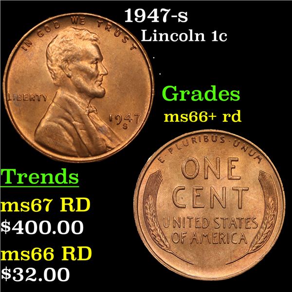 1947-s Lincoln Cent 1c Grades GEM++ RD