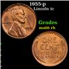 Image 1 : 1955-p Lincoln Cent 1c Grades GEM+ Unc RB