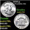 Image 1 : 1950-p Franklin Half Dollar 50c Grades Choice Unc FBL