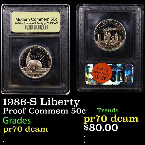 Proof 1986-S Liberty Modern Commem Half Dollar 50c Graded GEM++ Proof Deep Cameo By USCG