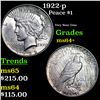 Image 1 : 1922-p Peace Dollar $1 Grades Choice+ Unc