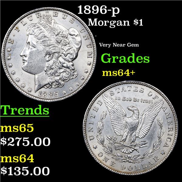 1896-p Morgan Dollar $1 Grades Choice+ Unc