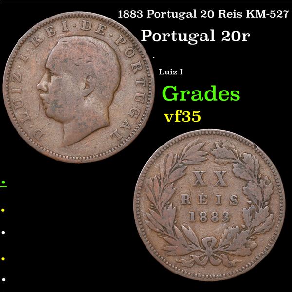 1883 Portugal 20 Reis KM-527 Grades vf++