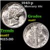 Image 1 : 1943-p Mercury Dime 10c Grades GEM++ Unc