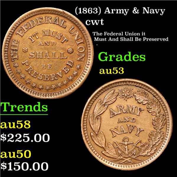 (1863) Army & Navy Civil War Token 1c Grades Select AU