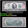 Image 1 : 1976 $2 Federal Reserve Note 1st Day of Issue, with Stamp (Philadelphia, PA) Grades Gem CU