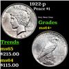 Image 1 : 1922-p Peace Dollar $1 Grades Choice+ Unc