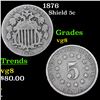 Image 1 : 1876 Shield Nickel 5c Grades vg, very good