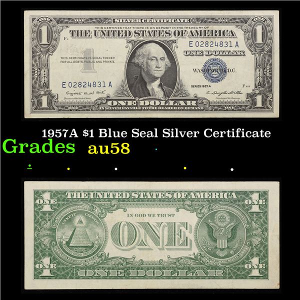 1957A $1 Blue Seal Silver Certificate Grades Choice AU/BU Slider