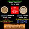 Image 1 : Mixed small cents 1c orig shotgun roll, 1918-D Wheat Cent, 1862 Indian Cent other end, Brinks Wrappe