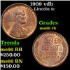 Image 1 : 1909 vdb Lincoln Cent 1c Grades GEM+ Unc RB
